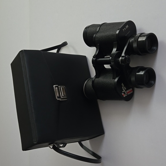 Vintage Black Binoculars with Case - Picture 1 of 14